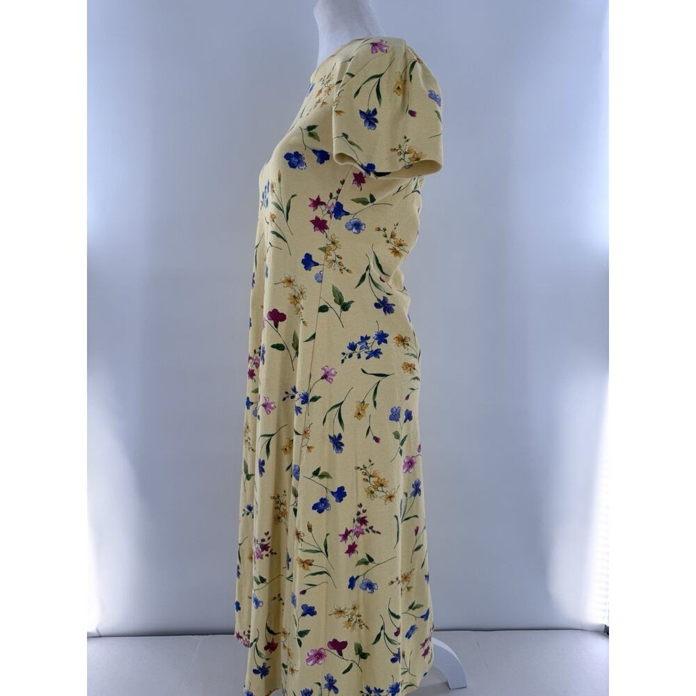 Vtg Coldwater Creek Midi Dress Yellow Floral Cottagecore 90s Feminine Easter - Picture 2 of 12